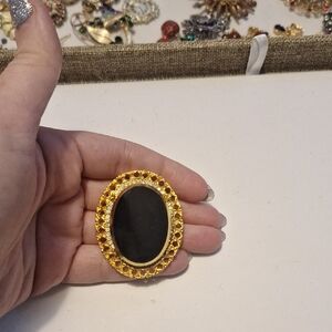 Black Glass Brooch Pendant
